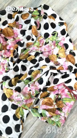 Разкошна Брандова Риза с Десен На Монети и Цветя Ефирен Модел, снимка 2 - Ризи - 50207004