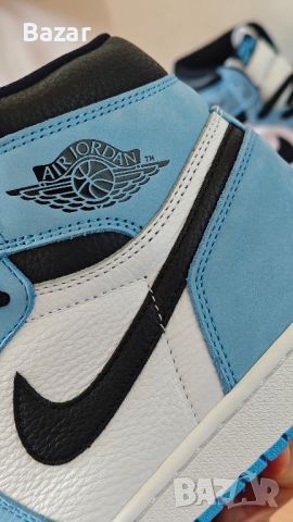 Nike Air Jordan 1 High University Blue Нови Оригинални Мъжки Обувки Кецове Размер 43 Номер 27.5, снимка 12 - Маратонки - 46128179