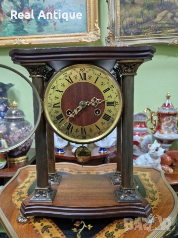 Прекрасен антикварен немски каминен часовник , снимка 3 - Антикварни и старинни предмети - 51951670