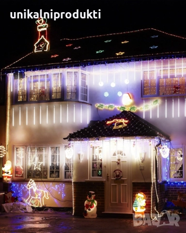 НОВО за България коледни лампички падащ сняг 5м 10бр. х 80см с 8 разбиващи функции многоцветен, снимка 2 - Лед осветление - 52743088