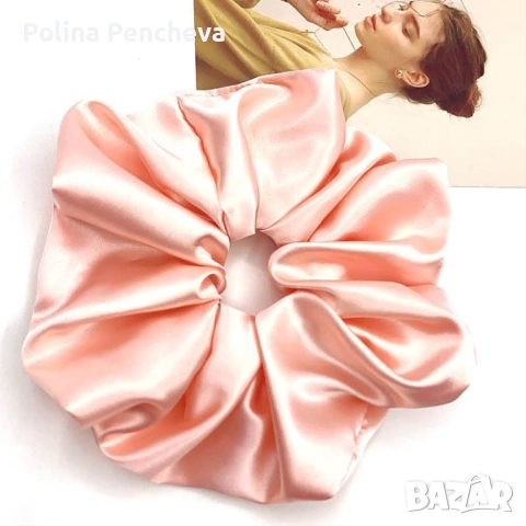Скрънчита за коса - сатен, снимка 7 - Аксесоари за коса - 53356323