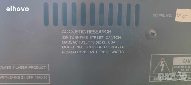 CD player Acoustic Research CD-06SE, снимка 3 - Аудиосистеми - 45334197