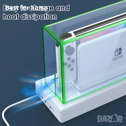 Калъф за докинг станция Mooroer с 16 LED цвята и светлинна основа за Nintendo Switch/OLED, снимка 7 - Аксесоари - 50664294