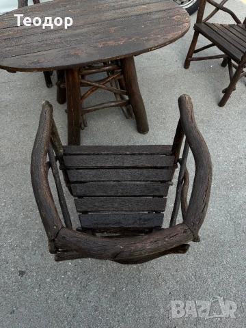 Комплект столове с маса Ръчна изработка , снимка 2 - Маси - 50732885