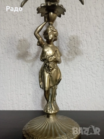 Комплект от два масивни бронзови свещника - свещник, снимка 4 - Антикварни и старинни предмети - 47861866