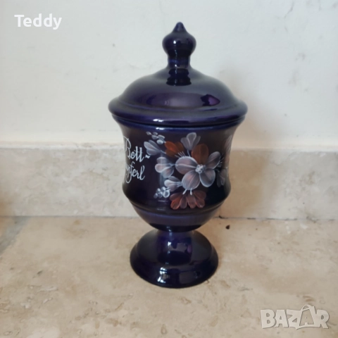 Винтидж купа/ваза за бонбони, Германия, ръчно рисувана, снимка 2 - Антикварни и старинни предмети - 52423159