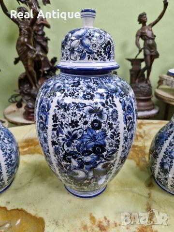 Уникален комплект антикварни колекционерски холандски порцеланови вази Delft , снимка 6 - Вази - 45220144