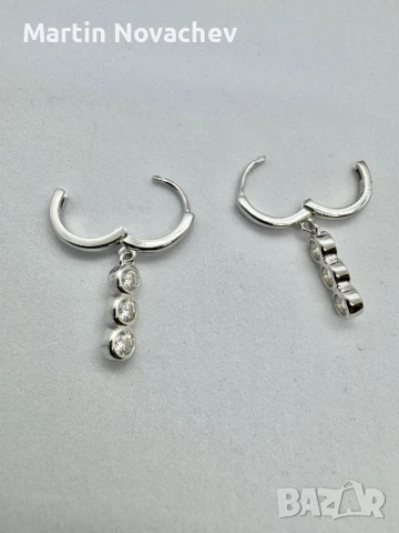 Сребърни обеци с мойсанит  (Диамант), снимка 6 - Обеци - 50797784