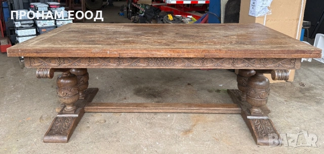 Масивна маса и 10 стола комплект, снимка 2 - Маси - 53690109
