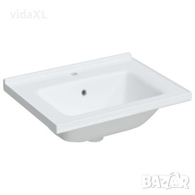 vidaXL Мивка за баня, бяла, 61x48x19,5 см, правоъгълна, керамика(SKU:153709, снимка 1 - Мивки - 46153665