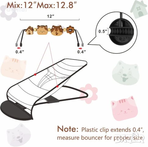 iGRATENS Бебешки играчки за шезлонг, лесни за закрепване и сваляне, въртящи се на 360°, снимка 7 - Други - 51167284