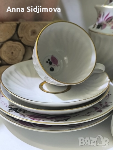 Руски порцелан ЛФЗ сервиз за кафе , снимка 6 - Сервизи - 52216314