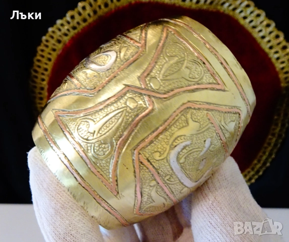 Персийска бронзова чаша за вино със сребро и мед. , снимка 8 - Антикварни и старинни предмети - 51609387