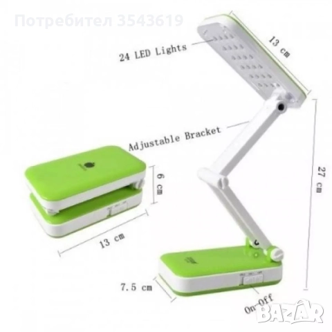Удобна Сгъваема Настолна LED лампа нощна за бюро с 24 лед диода презареждаема, снимка 5 - Лед осветление - 51778968