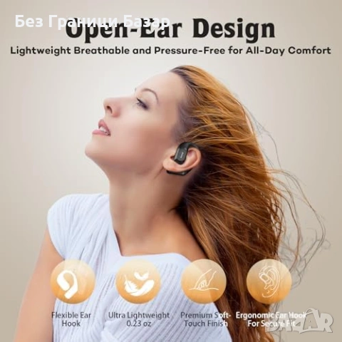 Нови Open Ear спортни слушалки с куки, 15mm драйвер, LED дисплей, ENC, снимка 5 - Bluetooth слушалки - 53569776