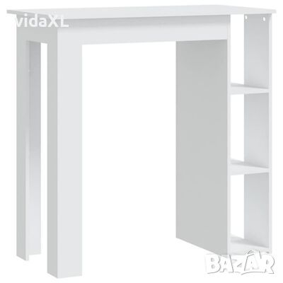 vidaXL Бар маса с рафт, бяла, 102x50x103,5 см, ПДЧ(SKU:809458, снимка 1 - Маси - 46142492