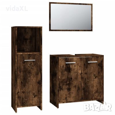 vidaXL Комплект мебели за баня от 3 части, опушен дъб, инженерно дърво(SKU:3154406, снимка 1 - Други - 45986305
