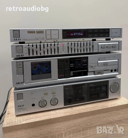 🔈Винтидж аудио сет AKAI - усилвател, дек, тунер, еквалайзер, грамофон и шкаф🔈, снимка 7 - Грамофони - 54167160