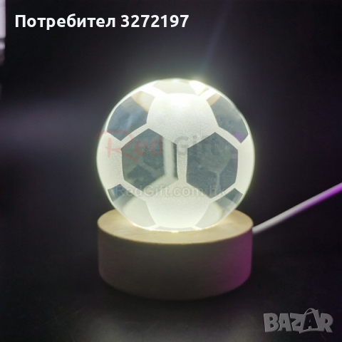 LED Светеща кристална топка/лампа, 3D сензорна - Футболна топка, снимка 3 - Настолни лампи - 45035014