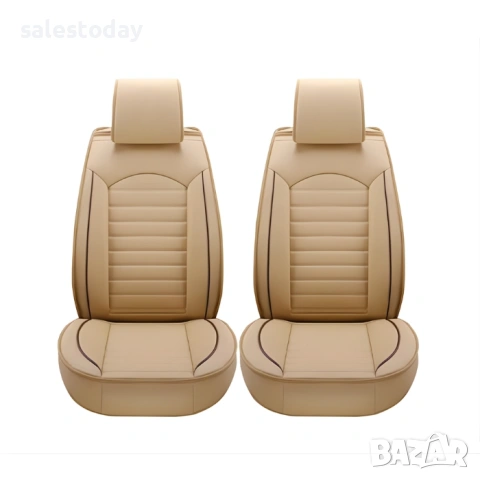 Тапицерия за кола, 5бр./части, еко кожа, Бежово/Кафяво, снимка 2 - Аксесоари и консумативи - 53777652