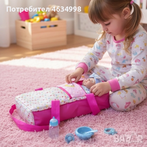 Кукла бебе с пълен комплект – Шише, пижама, легълце и аксесоари - 42 см - НА БЪЛГАРСКИ, снимка 5 - Кукли - 52579386