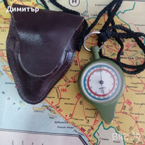 Ретро двустранен курвиметър КМ-59.А – СССР, отличен, с кожен калъф