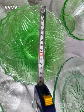 Купи, фруктиера, големи чинии, малки чинии от зелено стъкло, снимка 9 - Сервизи - 53131563