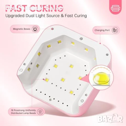 Нова Гел Лампа 48W за Домашен Маникюр нокти ръце със Сензор + Таймер, снимка 5 - Продукти за маникюр - 51251312