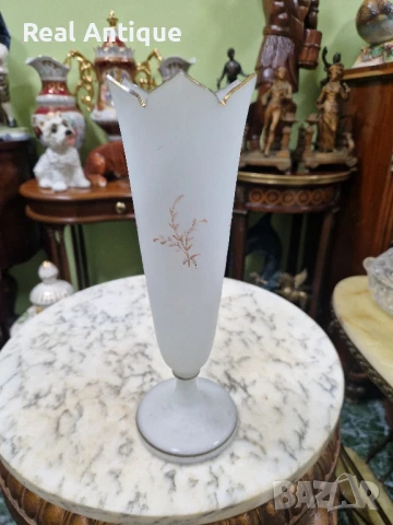 Рядка антикварна колекционерска чешка ваза Харах Бохемия от 19 век, снимка 4 - Вази - 51018626