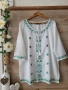 Бяла туника със зелени бродерии , снимка 2