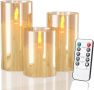 Evglim LED безпламъчни мигащи свещи, дистанционно, Комплект от 3 x H4''/5''/6'', снимка 1