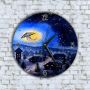 Стенен Часовник - Арт Красива Нощ Снежен Пайзаж Луна, снимка 1 - Стенни часовници - 45634207