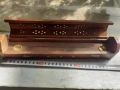 Стара дървена кутия с месинг - ароматизатор, снимка 5