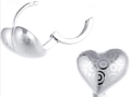 Фини обеци сърца от 14к бяло попълнено злато 15 лв., снимка 4