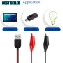USB адаптер преходник за ток с 2 електрически кабела със щипки скоби тип крокодил тестови сонди, снимка 8