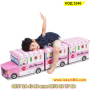 Детска сгъваема табуретка служеща като пуф за сядане и кутия за играчки с капак - Автобус - КОД 3240, снимка 9