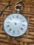 Сребърен джобен часовник със сребърен кюстек , снимка 2
