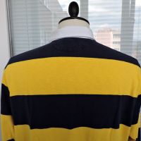 Polo Ralph Lauren Vintage 90’s Pique Rugby Shirt Men’s Yellow/Blue Striped XL, снимка 13 - Блузи - 45265055