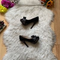 Обувки на ток с панделки, снимка 1 - Дамски обувки на ток - 45281973