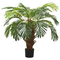 vidaXL Изкуствена сагова палма със саксия, зелена, 90 см（SKU:336306, снимка 1 - Стайни растения - 45147273