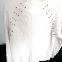 Бяла плетена блуза, снимка 1 - Блузи с дълъг ръкав и пуловери - 45480716