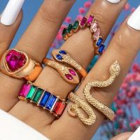 Сет многоцветни пръстени Змия, снимка 1 - Пръстени - 45269510