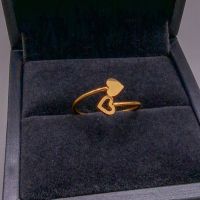Позлатен дамски пръстен Сърце медицинска стомана модели, снимка 3 - Пръстени - 45198247