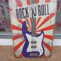 Метална табела музика Rock 'n roll рок енд рол китара декор, снимка 1 - Декорация за дома - 45456801