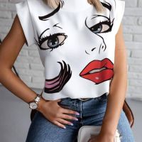 Дамска блуза с къс ръкав и щампа на модно човешко лице, 8цвята , снимка 3 - Тениски - 45715952