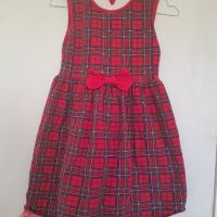 Детска червена карирана рокля, ръст 134, снимка 1 - Детски рокли и поли - 45266869