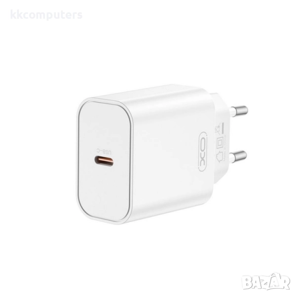 Зарядно устройство адаптер 20W USB-C, XO CE32 PD, 220V Fast charging, Бял, снимка 1