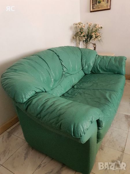 двуместен диван от естествена кожа, снимка 1