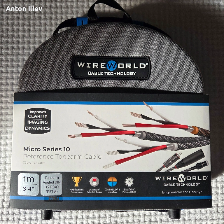 Wireworld Micro-Platinum Eclipse™ 10 Tonearm Cable 1,0m 5pin DIN 90º to 2xRCA, снимка 1