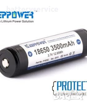 Батерия Keeppower 18650 3500mAh Protected 10A за фенер със защита, снимка 1